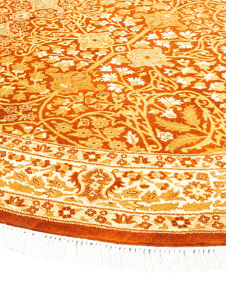 Traditional Mogul Orange Wool Round Area Rug 4' 1" x 6' 1" - Solo Rugs