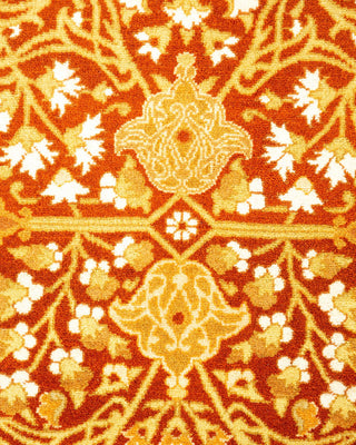 Traditional Mogul Orange Wool Round Area Rug 4' 1" x 6' 1" - Solo Rugs