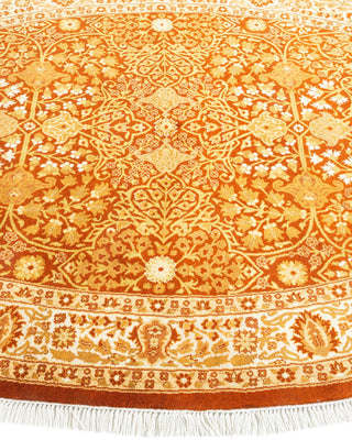 Traditional Mogul Orange Wool Round Area Rug 4' 1" x 6' 1" - Solo Rugs