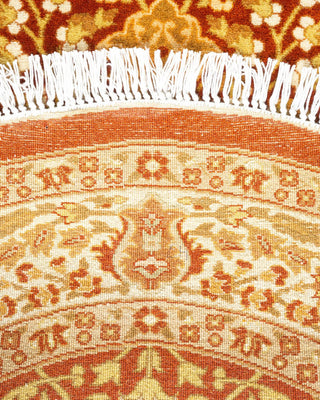 Traditional Mogul Orange Wool Round Area Rug 4' 1" x 6' 1" - Solo Rugs