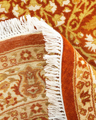 Traditional Mogul Orange Wool Round Area Rug 4' 1" x 6' 1" - Solo Rugs