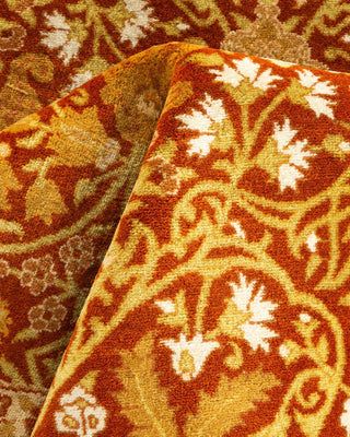 Traditional Mogul Orange Wool Round Area Rug 4' 1" x 6' 1" - Solo Rugs