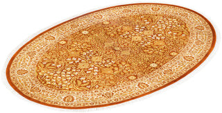 Traditional Mogul Orange Wool Round Area Rug 4' 1" x 6' 1" - Solo Rugs