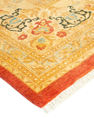 Traditional Mogul Orange Wool Area Rug 9' 2" x 12' 1" - Solo Rugs