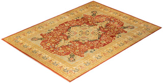 Traditional Mogul Orange Wool Area Rug 9' 2" x 12' 1" - Solo Rugs