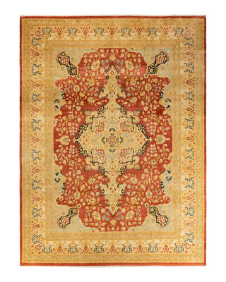 Traditional Mogul Orange Wool Area Rug 9' 2" x 12' 1" - Solo Rugs