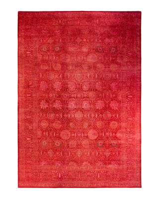 Contemporary Fine Vibrance Red Wool Area Rug 10' 1" x 14' 6" - Solo Rugs