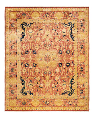 Traditional Mogul Orange Wool Area Rug 8' 1" x 10' 1" - Solo Rugs