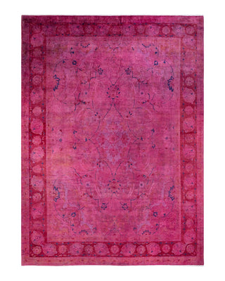 Contemporary Fine Vibrance Pink Wool Area Rug 9' 1" x 12' 7" - Solo Rugs