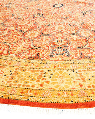 Traditional Mogul Orange Wool Round Area Rug 8' 1" x 8' 1" - Solo Rugs