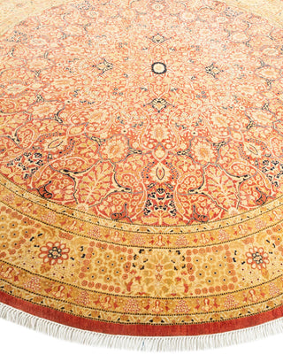 Traditional Mogul Orange Wool Round Area Rug 8' 1" x 8' 1" - Solo Rugs