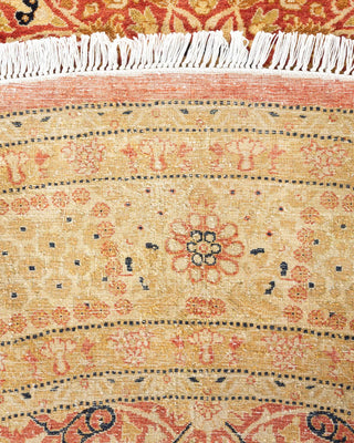 Traditional Mogul Orange Wool Round Area Rug 8' 1" x 8' 1" - Solo Rugs