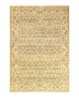Traditional Mogul Ivory Wool Area Rug 6' 1" x 8' 10" - Solo Rugs