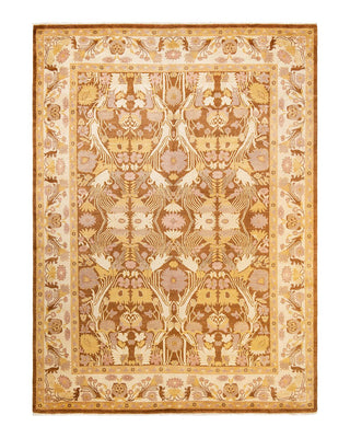 Contemporary Eclectic Yellow Wool Area Rug 9' 1" x 12' 5" - Solo Rugs