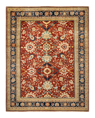 Contemporary Eclectic Orange Wool Area Rug 9' 0" x 11' 8" - Solo Rugs