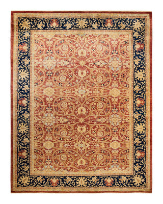 Contemporary Eclectic Orange Wool Area Rug 9' 2" x 11' 9" - Solo Rugs