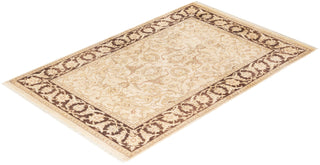 Contemporary Eclectic Ivory Wool Area Rug 4' 2" x 6' 2" - Solo Rugs
