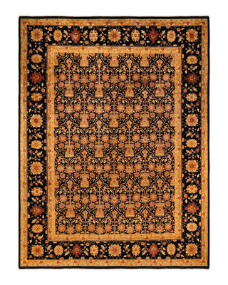 Contemporary Eclectic Black Wool Area Rug 9' 1" x 12' 1" - Solo Rugs