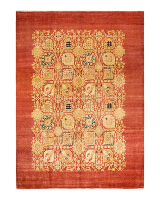 Contemporary Eclectic Pink Wool Area Rug 9' 0" x 12' 4" - Solo Rugs