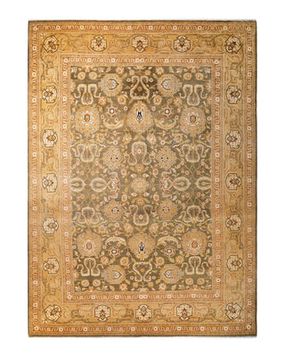 Contemporary Eclectic Green Wool Area Rug 9' 0" x 12' 6" - Solo Rugs