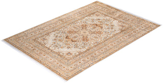 Traditional Mogul Ivory Wool Area Rug 6' 1" x 8' 10" - Solo Rugs