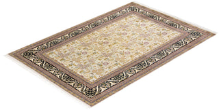 Traditional Mogul Ivory Wool Area Rug 4' 2" x 6' 1" - Solo Rugs
