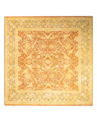 Traditional Mogul Brown Wool Square Area Rug 9' 2" x 9' 2" - Solo Rugs