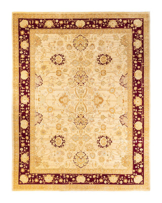 Traditional Mogul Ivory Wool Area Rug 9' 3" x 12' 3" - Solo Rugs