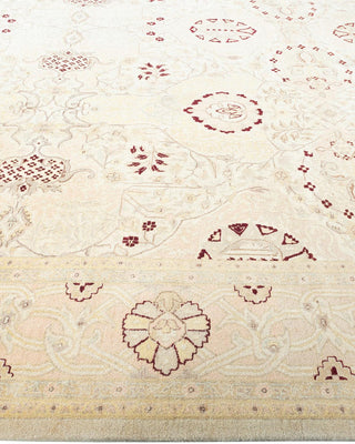 Traditional Mogul Ivory Wool Area Rug 9' 2" x 12' 2" - Solo Rugs