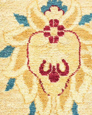 Traditional Mogul Yellow Wool Area Rug 8' 1" x 10' 7" - Solo Rugs