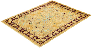 Traditional Mogul Yellow Wool Area Rug 8' 1" x 10' 7" - Solo Rugs