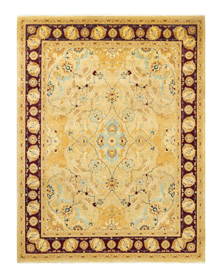 Traditional Mogul Yellow Wool Area Rug 8' 1" x 10' 7" - Solo Rugs