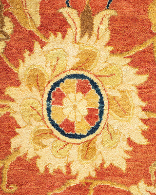 Traditional Mogul Orange Wool Area Rug 7' 10" x 9' 10" - Solo Rugs