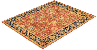 Traditional Mogul Orange Wool Area Rug 7' 10" x 9' 10" - Solo Rugs