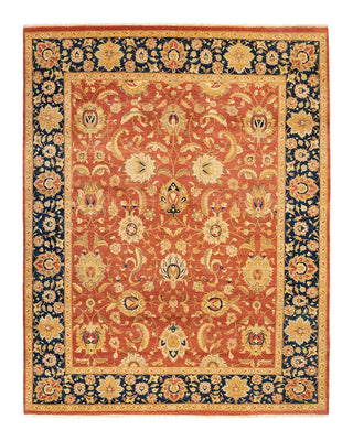 Traditional Mogul Orange Wool Area Rug 7' 10" x 9' 10" - Solo Rugs