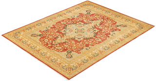 Traditional Mogul Orange Wool Area Rug 8' 2" x 10' 10" - Solo Rugs