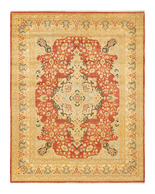 Traditional Mogul Orange Wool Area Rug 8' 2" x 10' 10" - Solo Rugs