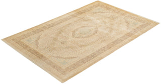 Traditional Mogul Ivory Wool Area Rug 6' 2" x 9' 2" - Solo Rugs