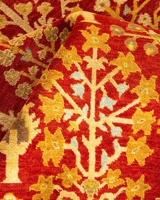 Traditional Mogul Orange Wool Area Rug 5' 10" x 9' 0" - Solo Rugs