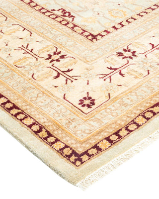 Traditional Mogul Light Blue Wool Area Rug 6' 4" x 9' 0" - Solo Rugs