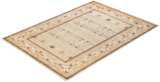 Traditional Mogul Light Blue Wool Area Rug 6' 4" x 9' 0" - Solo Rugs