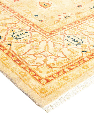 Traditional Mogul Yellow Wool Area Rug 6' 1" x 9' 7" - Solo Rugs