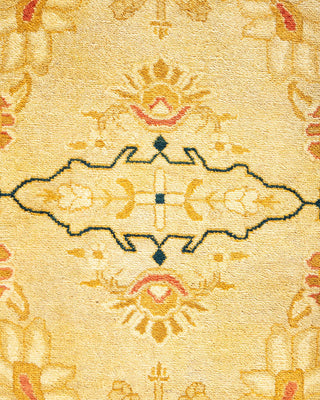 Traditional Mogul Yellow Wool Area Rug 6' 1" x 9' 7" - Solo Rugs