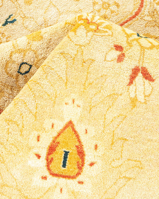 Traditional Mogul Yellow Wool Area Rug 6' 1" x 9' 7" - Solo Rugs