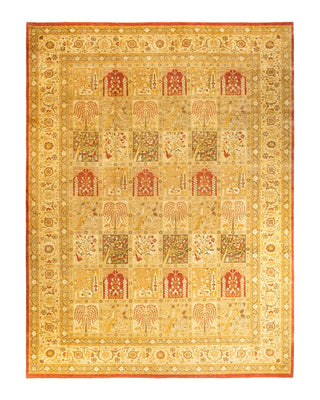 Traditional Mogul Orange Wool Area Rug 10' 4" x 13' 10" - Solo Rugs