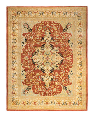 Traditional Mogul Orange Wool Area Rug 9' 2" x 12' 0" - Solo Rugs