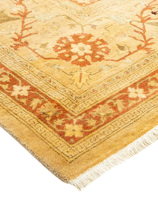 Traditional Mogul Yellow Wool Area Rug 9' 3" x 11' 8" - Solo Rugs