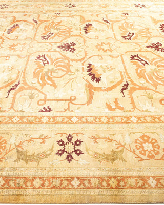 Traditional Mogul Yellow Wool Area Rug 9' 3" x 11' 8" - Solo Rugs