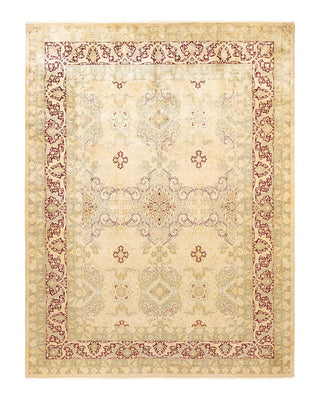 Traditional Mogul Ivory Wool Area Rug 9' 1" x 12' 0" - Solo Rugs