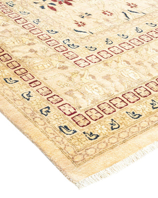 Traditional Mogul Yellow Wool Area Rug 6' 0" x 9' 6" - Solo Rugs
